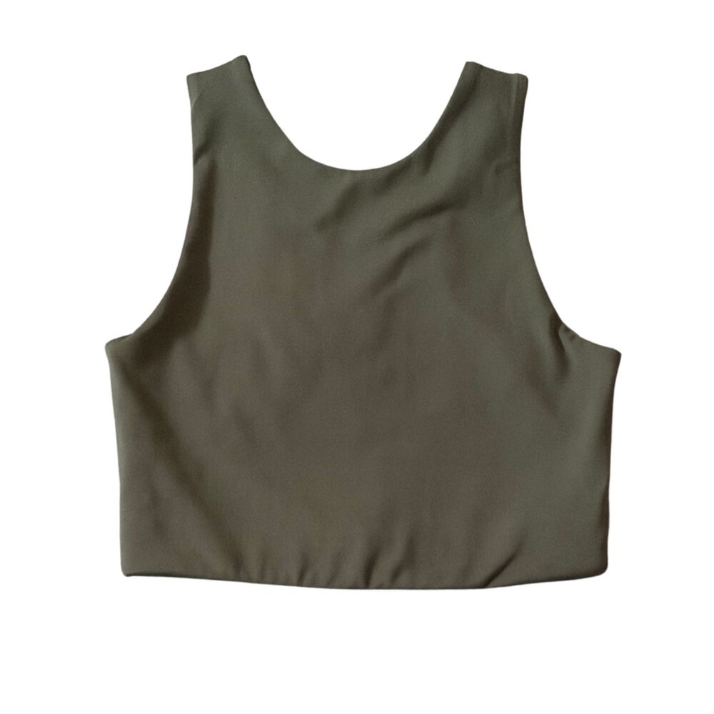 Girlfriend Collective Terrace Olive Green Dylan Tank Bra XS High Neck Crop Top